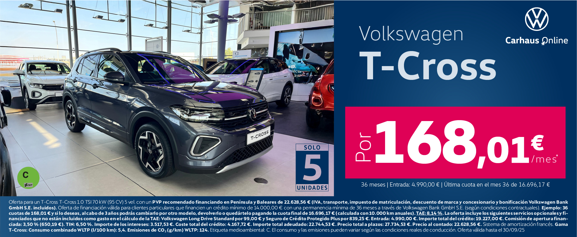 Los T-Cross solo por 168,01€/mes*